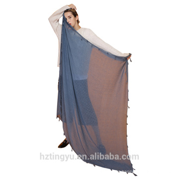 Tingyu Factory almacenó 140 * 140 cm de gran tamaño grande robusta cuadrado de algodón borlas hijab bufanda chal llanura